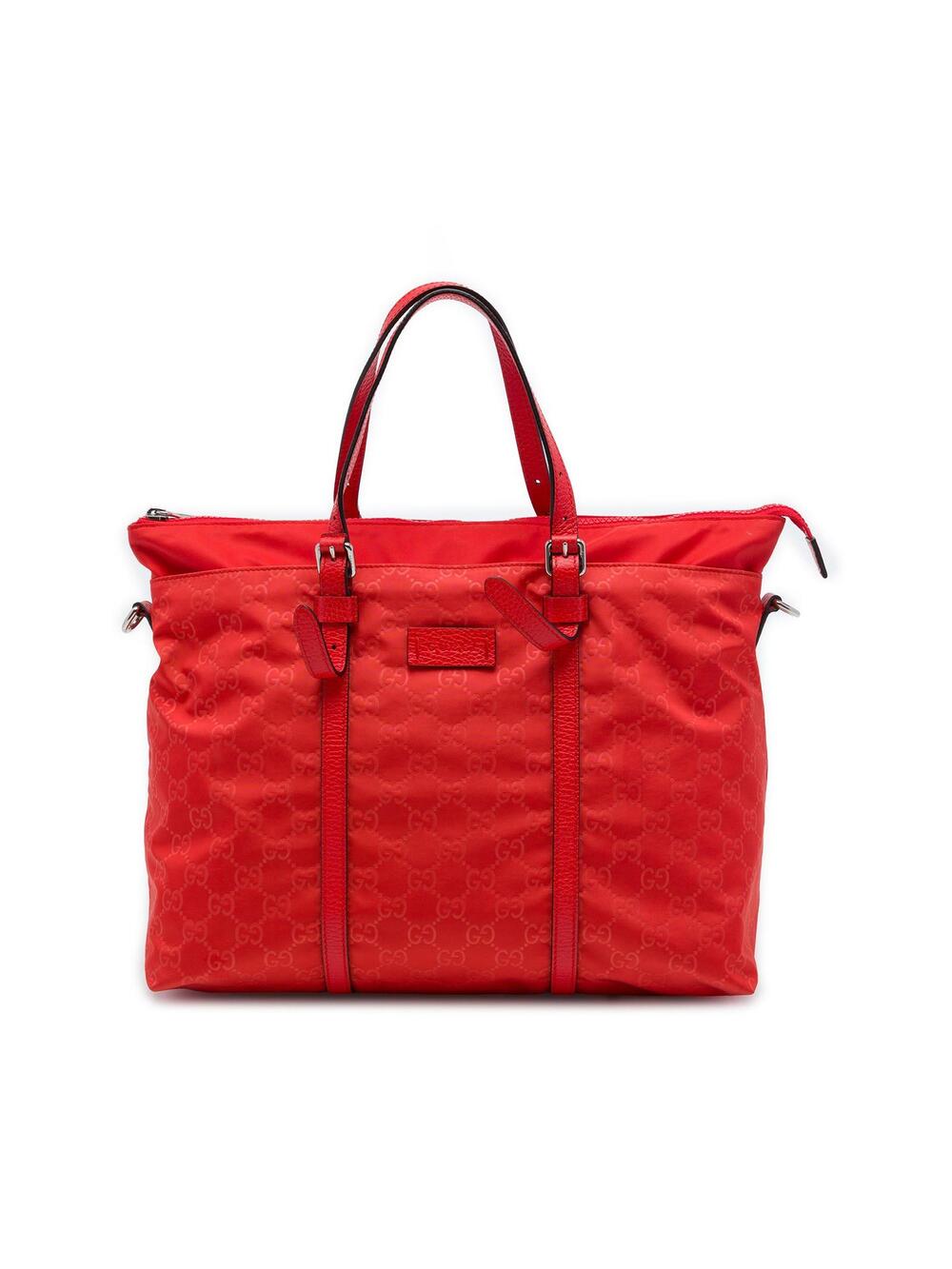 Gucci Gg Nylon Satchel Pre-Loved Red #357777G57B